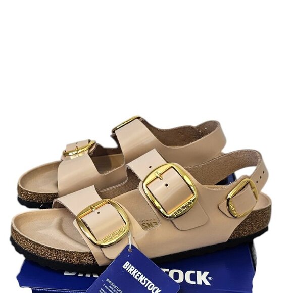 Birkenstock Womens Milano Big Buckle High Shine, New Beige, Narrow, 40 / US 9 - Picture 1 of 8